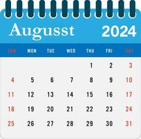 augusti 2024 kalender vägg kalender 2024 mall vektor