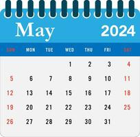 Maj 2024 kalender vägg kalender 2024 mall vektor