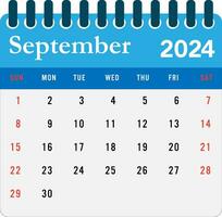 September 2024 Kalender Mauer Kalender 2024 Vorlage vektor