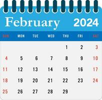 Februar 2024 Kalender Mauer Kalender 2024 Vorlage vektor