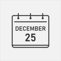 glad jul datum linje ikon. kalender planera. xmas Semester tid. organisera möte dag. vektor