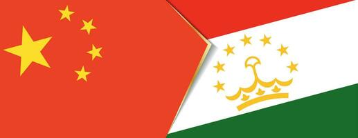 China und Tadschikistan Flaggen, zwei Vektor Flaggen.