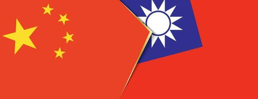 China und Taiwan Flaggen, zwei Vektor Flaggen.