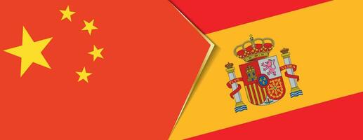China und Spanien Flaggen, zwei Vektor Flaggen.