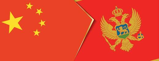 China und Montenegro Flaggen, zwei Vektor Flaggen.