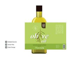 Olive Öl Etikette Design mit Layout und Attrappe, Lehrmodell, Simulation 3d Illustration vektor