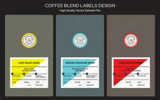 kaffe märka design samling, kaffe blandning etiketter redigerbar fil, förpackning design för påse. modern grafisk märka för kaffe och kaffe logotyp design. vektor