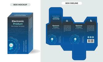 elektronisch Produkt Box Design mit Dieline und 3d Attrappe, Lehrmodell, Simulation Illustration, Ladegerät Box Design, Lautsprecher Box Design, elektronisch Zubehör Teile Verpackung Design vektor