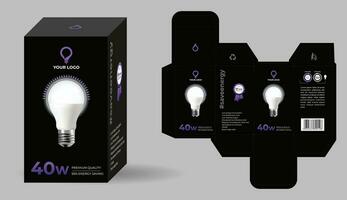 LED Birne Box Verpackung Design, elektronisch Produkt Verpackung Design, 3d Box Attrappe, Lehrmodell, Simulation Illustration Vektor, Energie Speichern Produkt Box Verpackung vektor