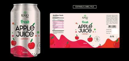 äpple juice märka design färsk, utsökt, iögonfallande produkt design för flaska förpackning äpple juice märka design för branding redigerbar vektor premie kvalitet märka med kan attrapp ladda ner