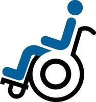 rörlighet stol vektor logotyp mall ikon illustration, person på en rullstol symbol, platt klämma konst stock vektor bild