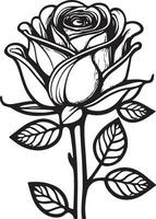 reste sig blomma ClipArt svart vit bilder. hand dragen rosor. skiss reste sig blommor med löv vektor