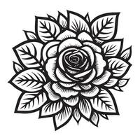 Rose Blume Clip Art schwarz Weiß Bilder. Hand gezeichnet Rosen. skizzieren Rose Blumen mit Blätter vektor