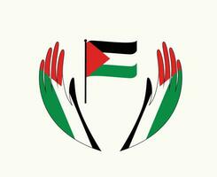 Palästina Emblem Flagge Band mit Hände Symbol Mitte Osten Land abstrakt Design Vektor Illustration