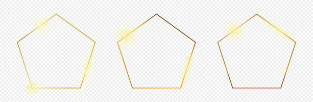 Gold glühend Pentagon gestalten Rahmen vektor