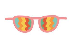 Jahrgang Sonnenbrille mit Regenbogen Wellen. groovig retro Mode Karikatur Stil. vektor
