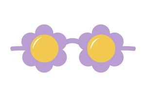 Blume geformt Jahrgang Sonnenbrille. groovig retro Mode Karikatur Stil. vektor