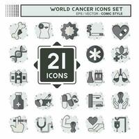 ikon uppsättning värld cancer. relaterad till hälsa symbol. komisk stil. enkel design redigerbar. enkel illustration vektor