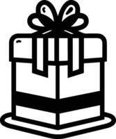 gåva låda och födelsedag logotyp i platt linje konst stil vektor
