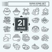 Symbol einstellen Sushi. verbunden zu japanisch Essen Symbol. Linie Stil. einfach Design editierbar. einfach Illustration vektor