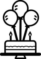 födelsedag kaka logotyp i platt linje konst stil vektor
