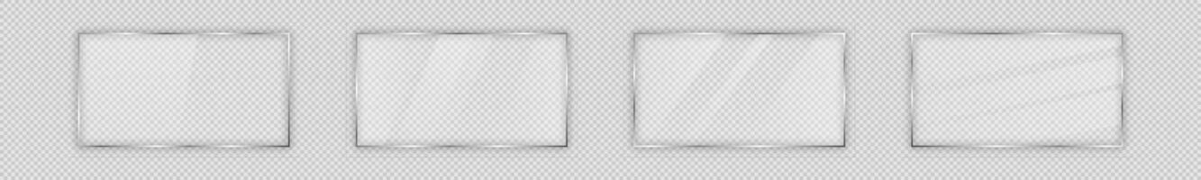 uppsättning av fyra glas plattor i rektangulär ram isolerat på bakgrund. vektor illustration.