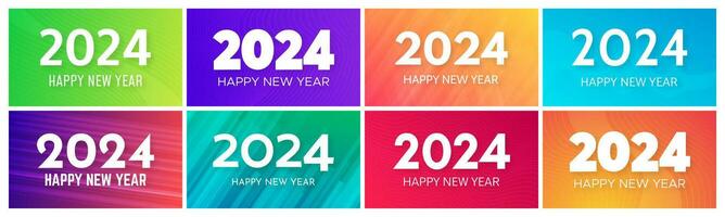 2024 glücklich Neu Jahr auf bunt Hintergründe vektor