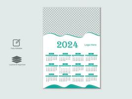 kreativ modern ny år 2024 kalender design mall vektor