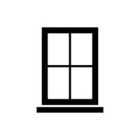 fönster ikon. enkel fast stil. fönster ram, fyrkant, konstruktion, rum, hus, Hem interiör begrepp. silhuett, glyf symbol. vektor illustration isolerat.