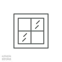 Fenster Symbol. einfach Gliederung Stil. Fenster rahmen, Konstruktion, Zimmer, Haus, Zuhause Innere Konzept. dünn Linie Symbol. Vektor Illustration isoliert. editierbar Schlaganfall.