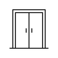 dubbel- dörrar ikon. enkel översikt stil. dörr, stänga, stiga på, utgång, ingång, främre, dörröppning, hus, Hem interiör begrepp. tunn linje symbol. vektor illustration isolerat.