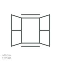 geöffnet Fenster Symbol. einfach Gliederung Stil. öffnen Fenster, rahmen, Zimmer, Haus, Zuhause Innere Konzept. dünn Linie Symbol. Vektor Illustration isoliert. editierbar Schlaganfall.