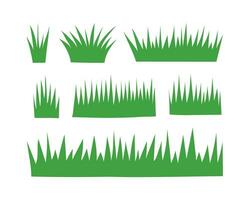Satz von grünem Gras isoliert auf weißem Hintergrund vektor