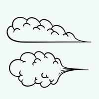 komisk moln, tecknad serie vektor moln i linje stil isolerat på ljus bakgrund. vektor illustration