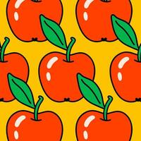 tecknad serie vektor rolig söt komisk tecken, röd äpple. galen tecknade serier abstrakt vektor samling i trendig retro komisk stil