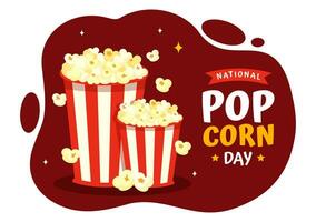 nationell popcorn dag vektor illustration på januari 19:e med en stor låda popcorns till affisch eller baner i platt tecknad serie bakgrund design