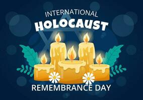 internationell förintelse minne dag vektor illustration på 27 januari med gul stjärna och ljus till firar minnet de offer i platt bakgrund