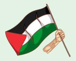 vektor hand innehav palestina nationell jätte flagga illustration