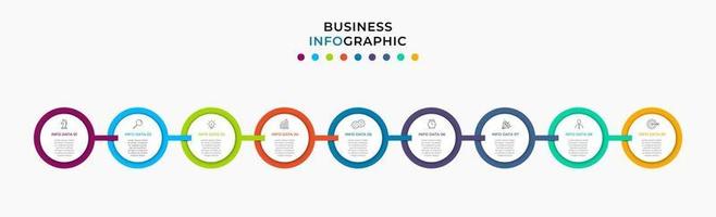 Infografik-Design-Business-Vorlage mit Symbolen und 9 Optionen oder Schritten vektor