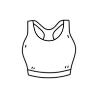 Damen Sport BH isoliert auf Weiß Hintergrund. Fitness Kleidung. Vektor handgemalt Illustration im Gekritzel Stil. perfekt zum Logo, Dekorationen, verschiedene Entwürfe.