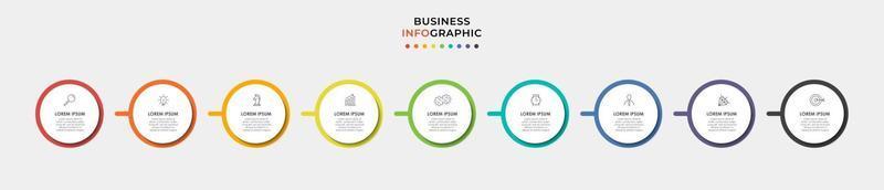 Infografik-Design-Business-Vorlage mit Symbolen und 9 Optionen oder Schritten vektor