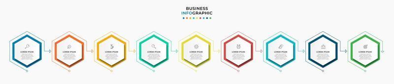 infographic design affärsmall med ikoner och 9 alternativ eller steg vektor