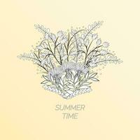 Sommer- Blumen- Hintergrund im das bilden von ein Kranz von Kornblumen und Blätter. zum das Design von Postkarten, Broschüren, Flyer. Färbung Buchseite. vektor