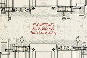 mekanisk teknik ritningar på ljus bakgrund. fräsning maskin slända. teknisk design. omslag. plan. vektor