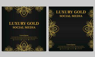 Luxus golden Blumen- Sozial Medien Post Vorlage vektor