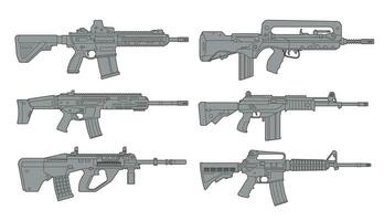 vapen uppsättning. överfall gevär vektor illustration.