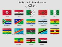 vinkade flaggor av afrikansk länder. afrika flaggor uppsättning. 3d vinkade design. nigeria uganda egypten kenya vektor isolerat