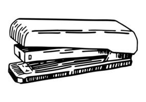 Hefter Gekritzel. skizzieren von Büro und Schule Schreibwaren Ausrüstung. Hand gezeichnet Vektor Illustration. Gliederung Clip Art isoliert auf Weiß Hintergrund.