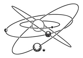 abstrakt planet systemet skiss. enkel astrologi vetenskap symbol översikt klämma konst. hand dragen vektor illustration isolerat på vit.