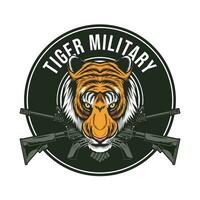 militär logotyp design med tiger maskot vektor